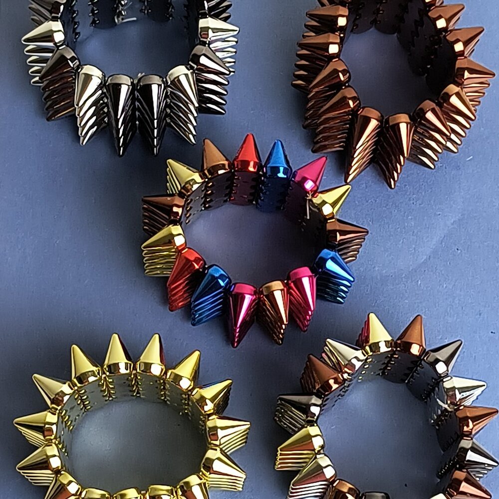 Vintage Y2K Gothic Stretch Rivets Spike Faux Bracelet Punk